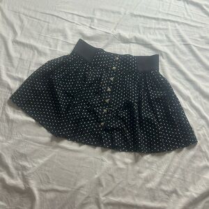 American Eagle Black & White Polka Dot Elastic Button Up Skirt - Size S